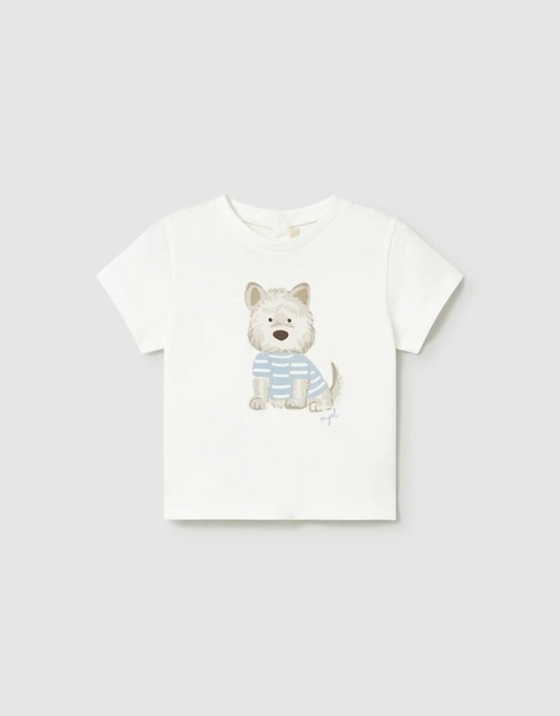 Mayoral Baby Boy White S/S Tee w/Puppy Print