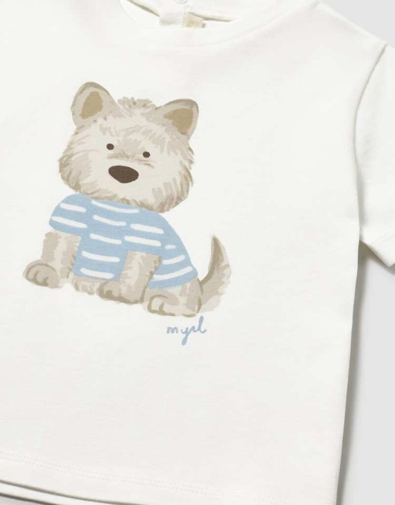 Mayoral Baby Boy White S/S Tee w/Puppy Print