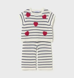 Mayoral SALE Baby Girl Knit Pant Set Stripes/Hearts