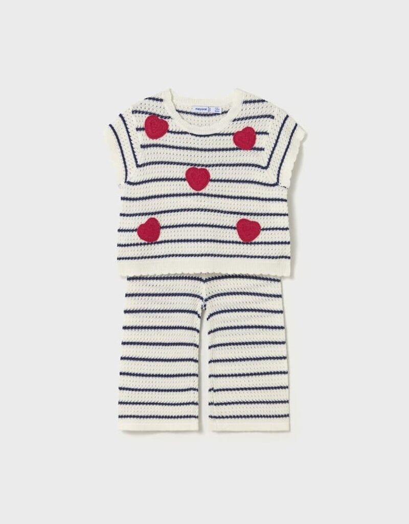 Mayoral Baby Girl Knit Pant Set Stripes/Hearts
