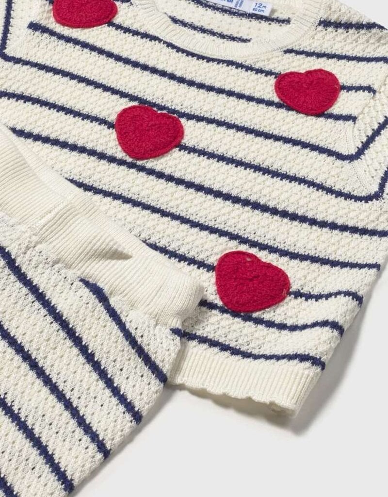 Mayoral Baby Girl Knit Pant Set Stripes/Hearts