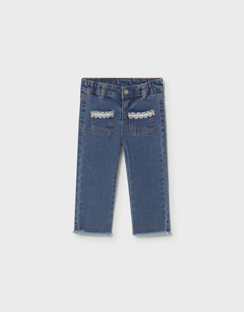 Mayoral Baby Girl Dark Jeans w/Lace Pockets