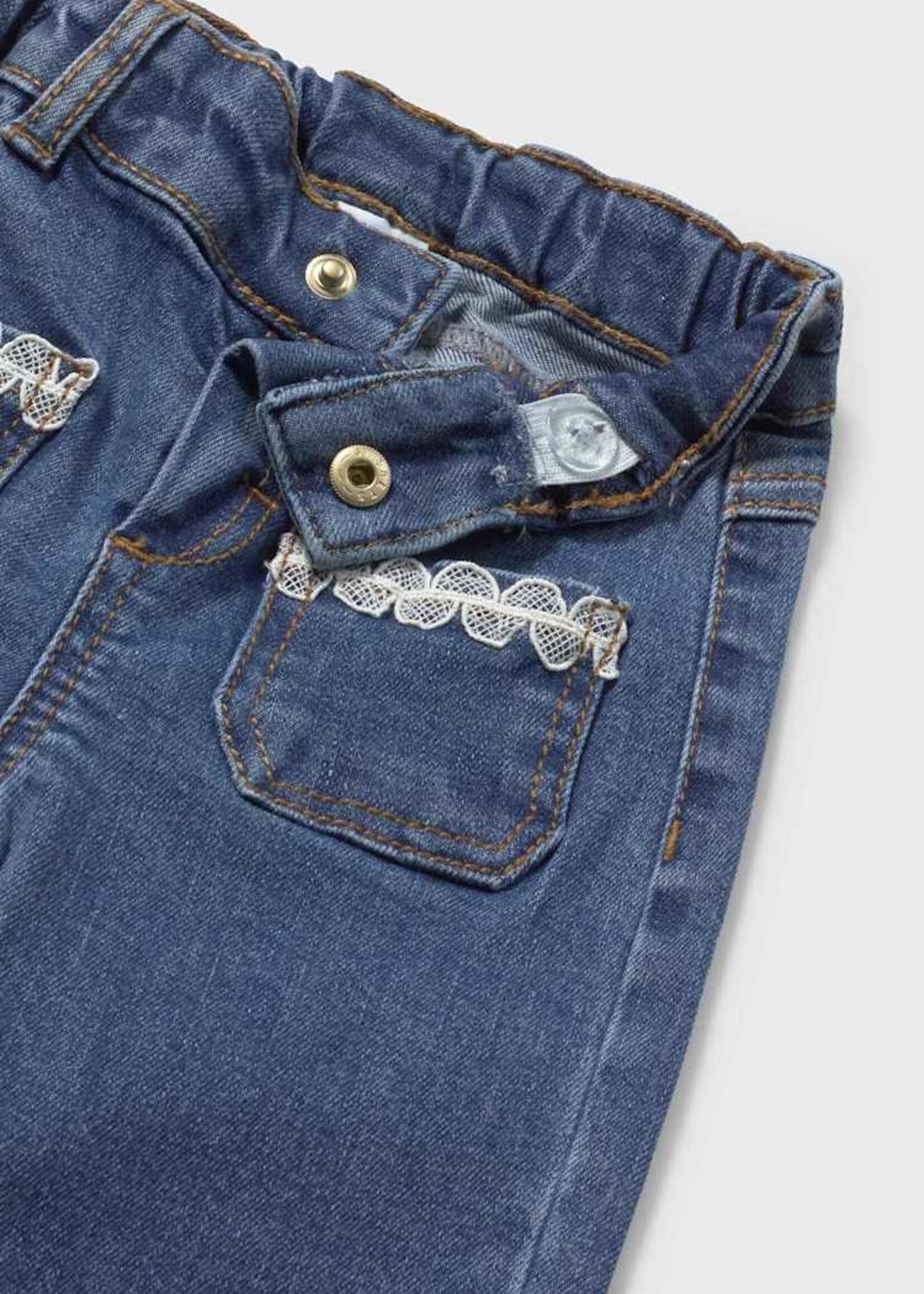 Mayoral Baby Girl Dark Jeans w/Lace Pockets