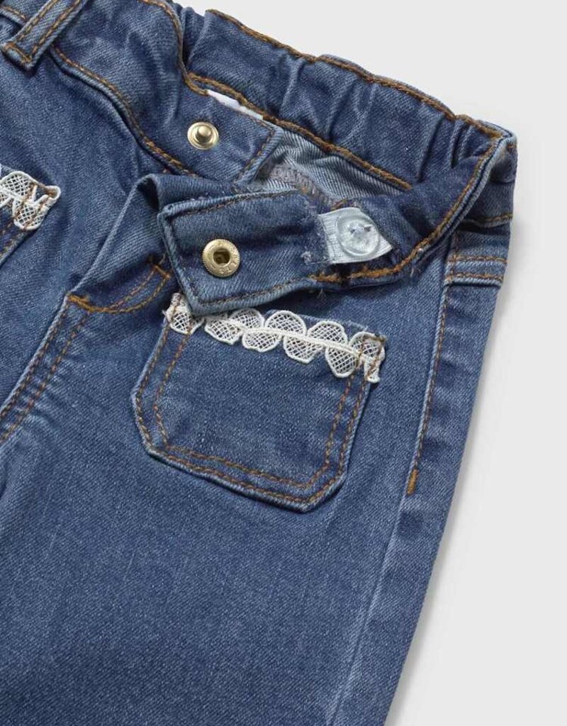 Mayoral Baby Girl Dark Jeans w/Lace Pockets