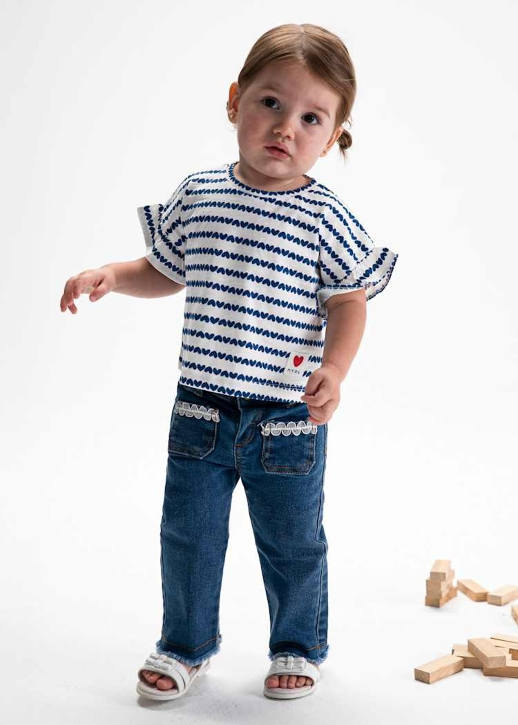 Mayoral Baby Girl Dark Jeans w/Lace Pockets