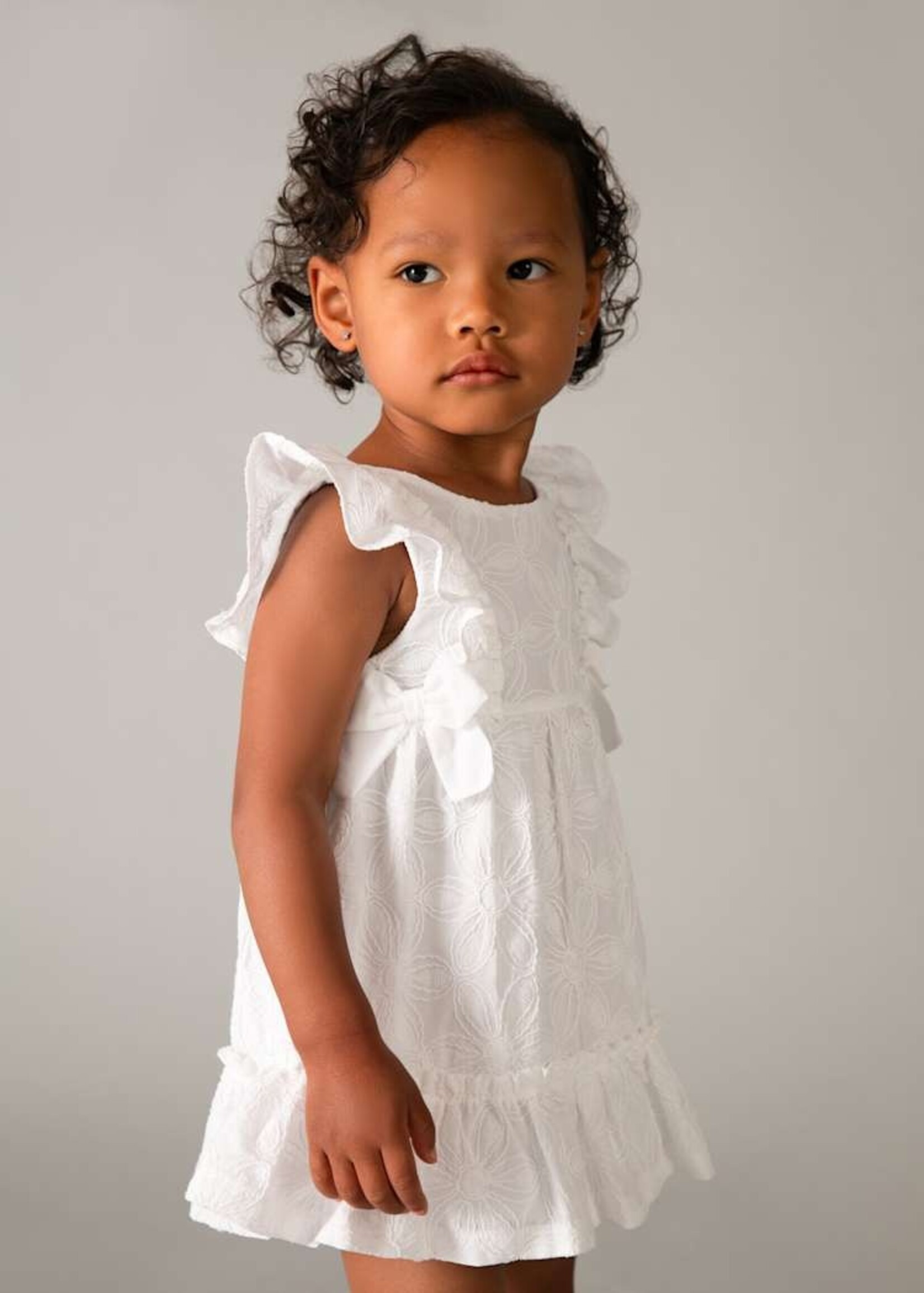 Mayoral Baby Girl Embroidered White Dress
