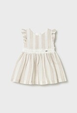 Mayoral Baby Girl Hazelnut Striped Dress w/Sash