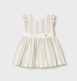Mayoral SALE Baby Girl Hazelnut Striped Dress w/Sash