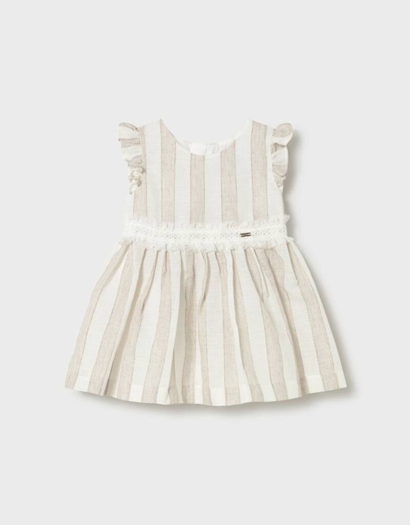 Mayoral Baby Girl Hazelnut Striped Dress w/Sash