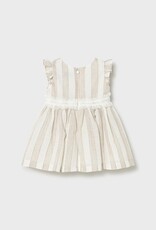 Mayoral Baby Girl Hazelnut Striped Dress w/Sash