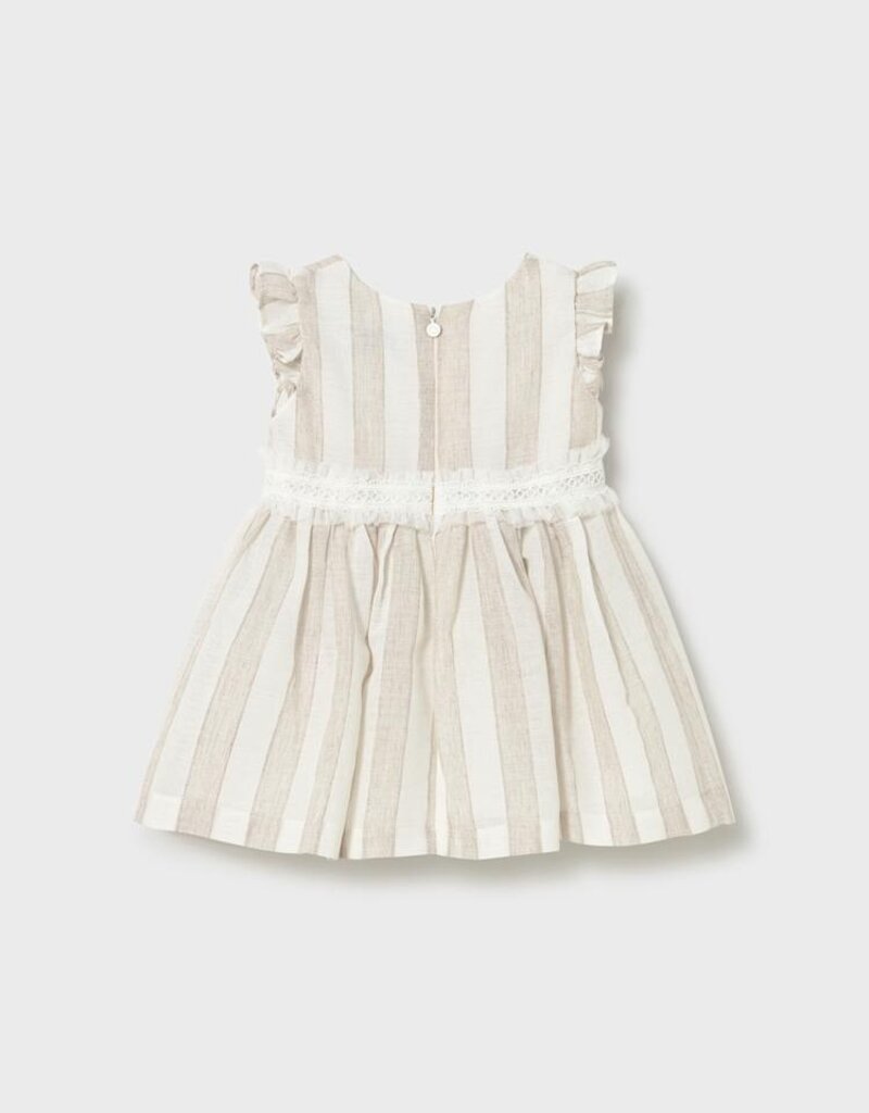 Mayoral Baby Girl Hazelnut Striped Dress w/Sash