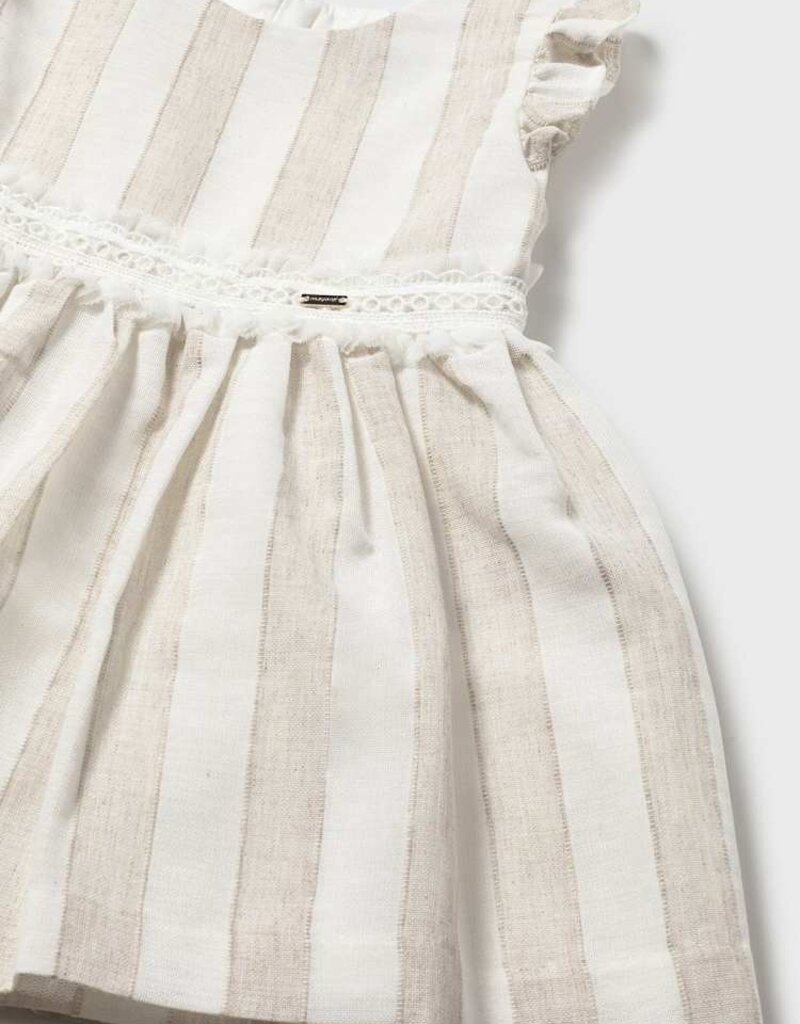 Mayoral Baby Girl Hazelnut Striped Dress w/Sash