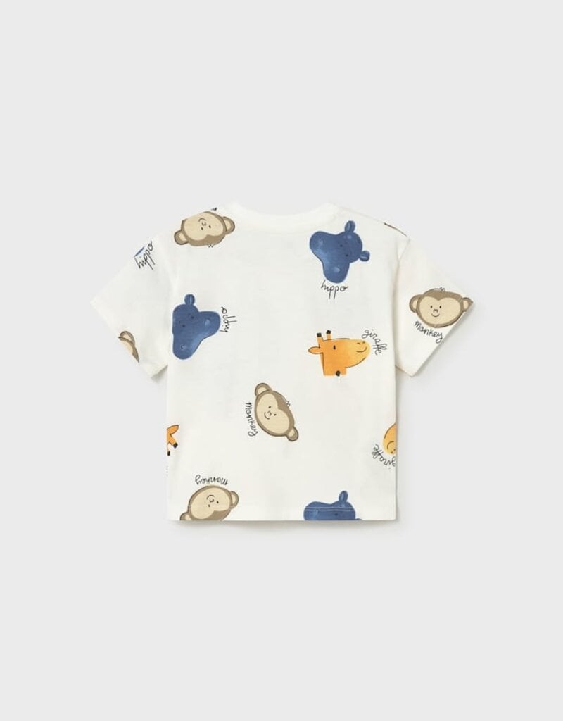 Mayoral Baby Boy S/S Cream Tee Hippo and Friends