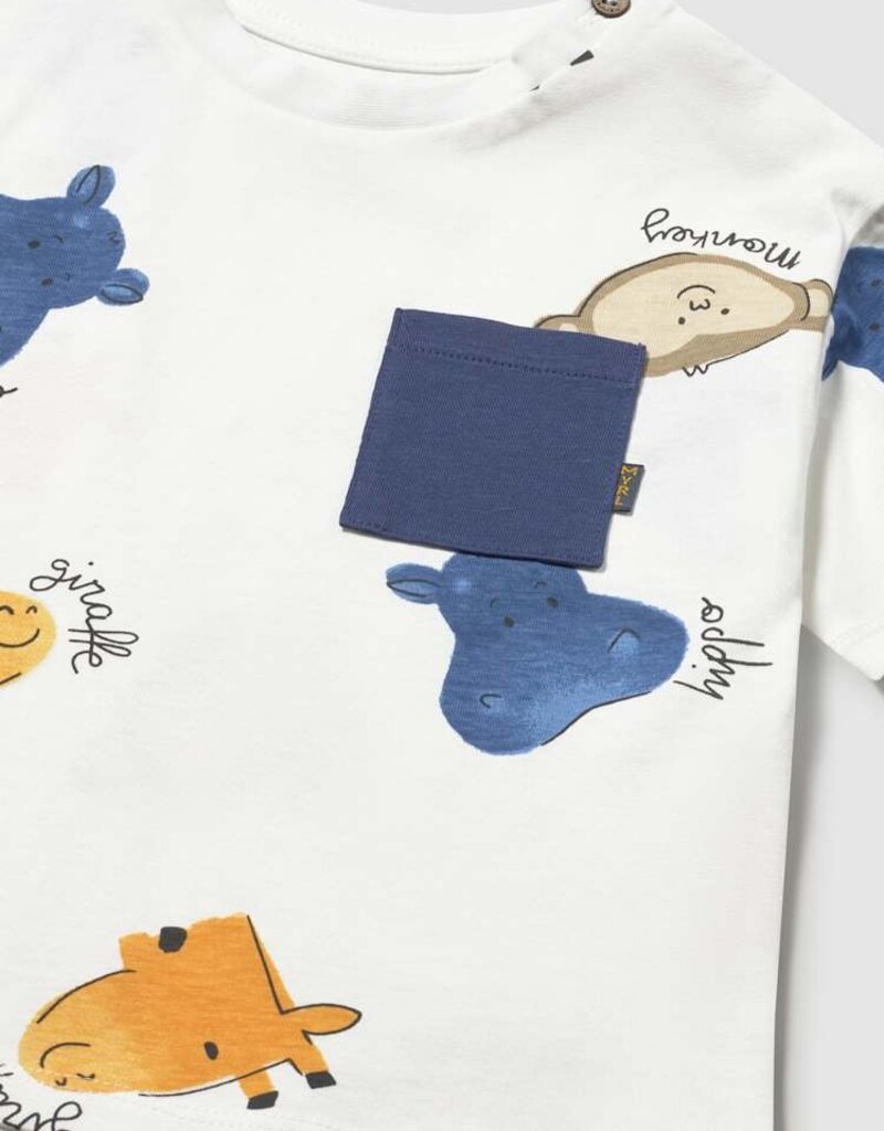 Mayoral Baby Boy S/S Cream Tee Hippo and Friends