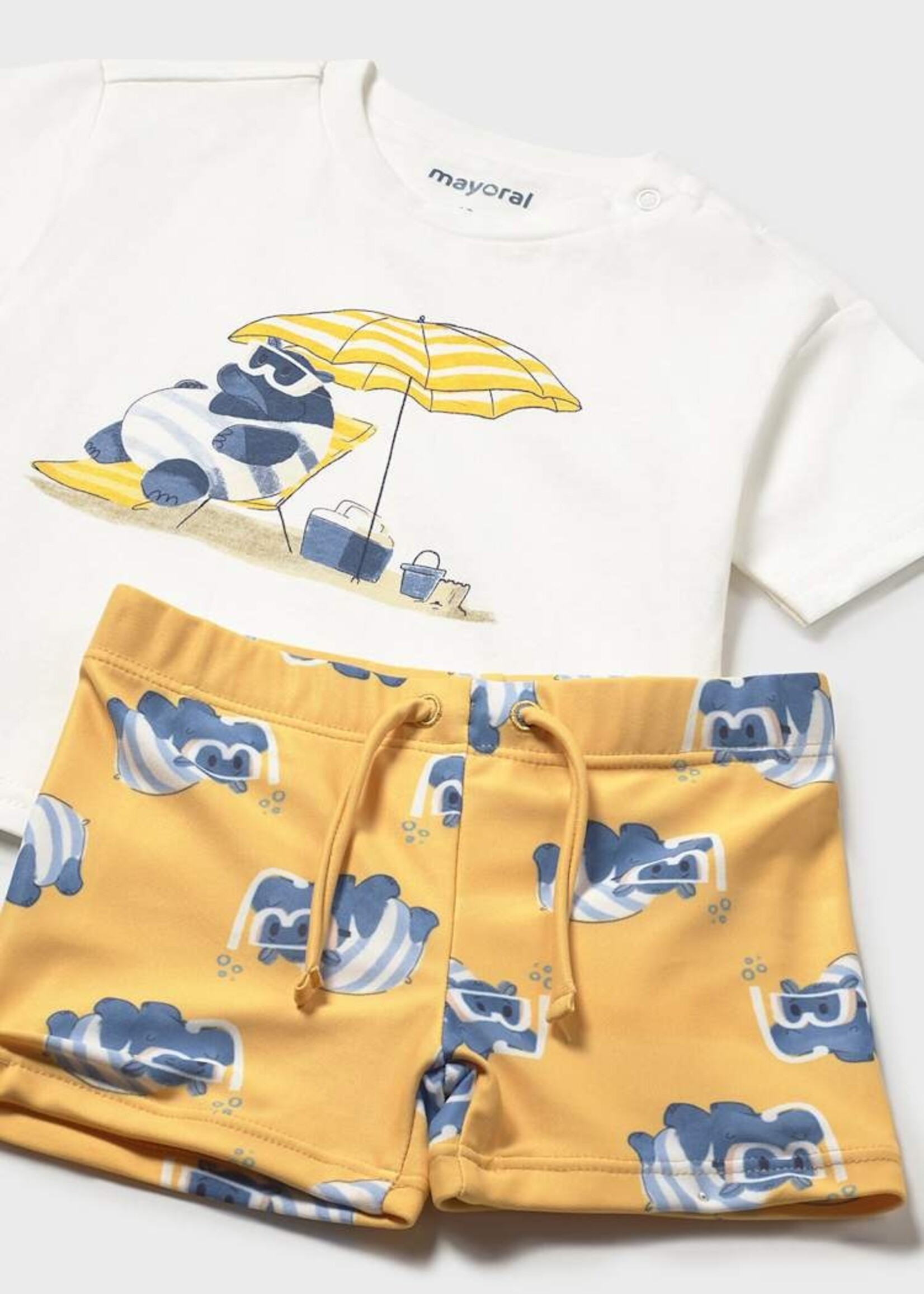 Mayoral Swimsuit set w/Tee Hippo Print