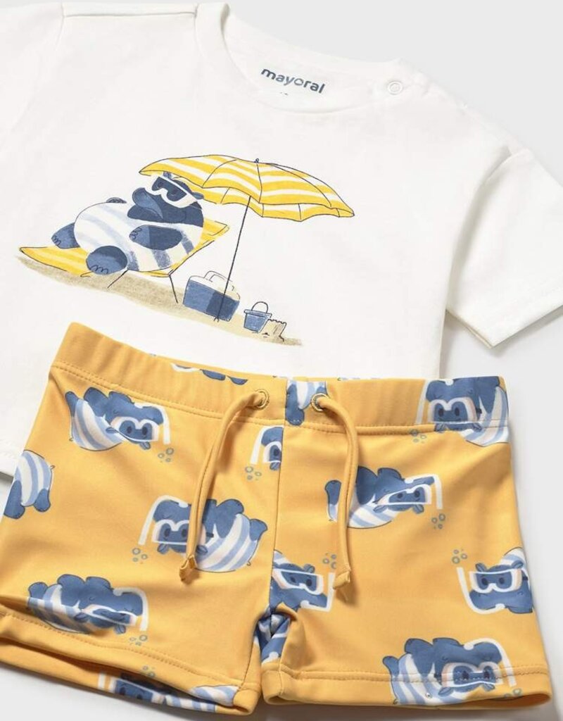 Mayoral Swimsuit set w/Tee Hippo Print