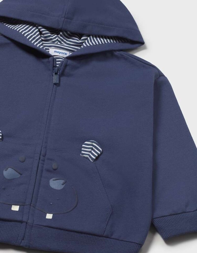 Mayoral Baby Boy Ocean Zip up Hoodie w/Hippo Applique