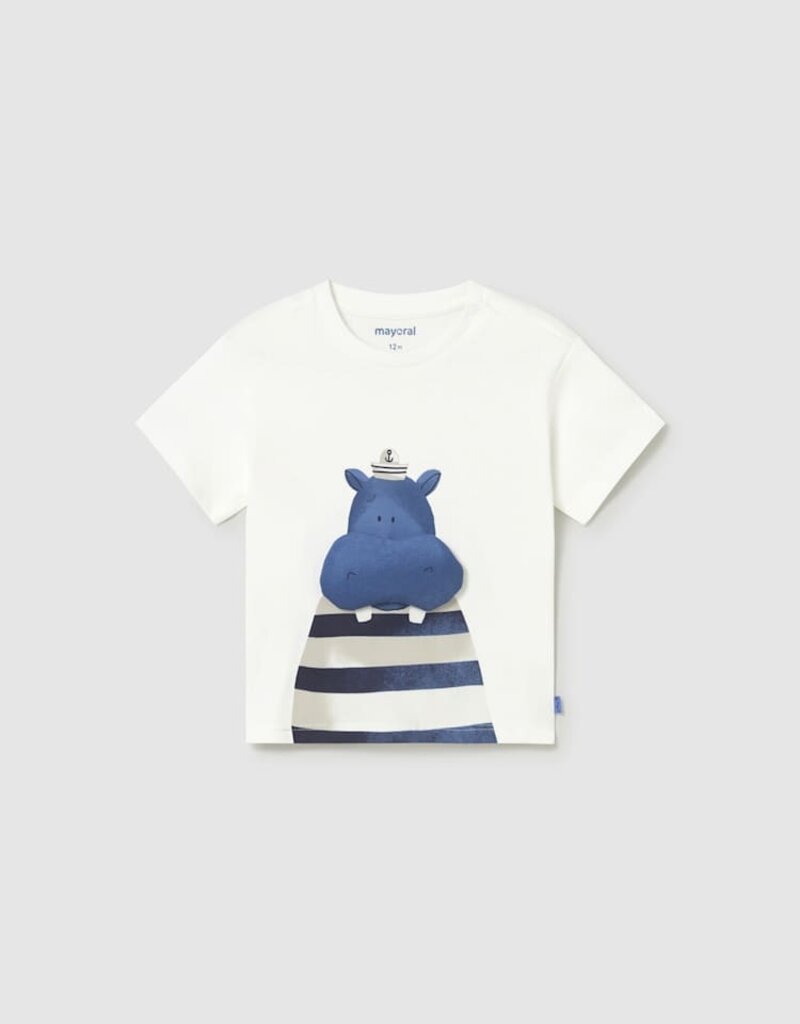 Mayoral Baby Boy Cream S/S Tee w/Hippo