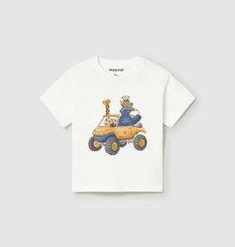 Mayoral Baby Boy S/S Cream Tee w/Animal Filled Car