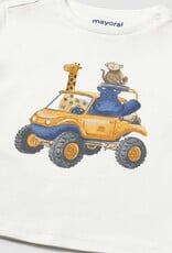 Mayoral Baby Boy S/S Cream Tee w/Animal Filled Car