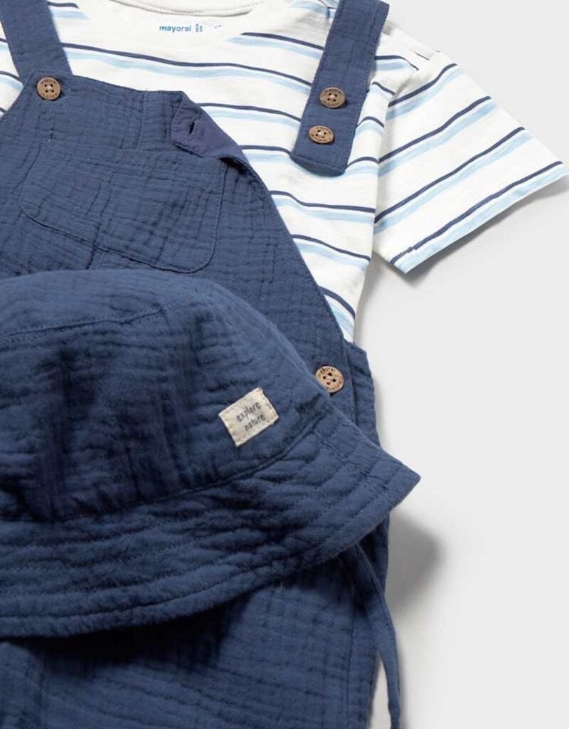 Mayoral Baby Boy Ocean 3pc Shortall Set w/Hat