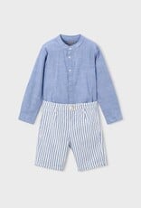 Mayoral Blue Linen Suiting Short Set