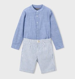 Mayoral SALE. Blue Linen Suiting Short Set