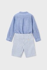 Mayoral Blue Linen Suiting Short Set
