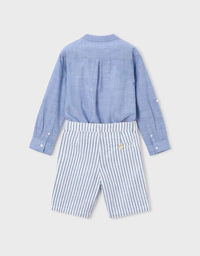 Mayoral Blue Linen Suiting Short Set