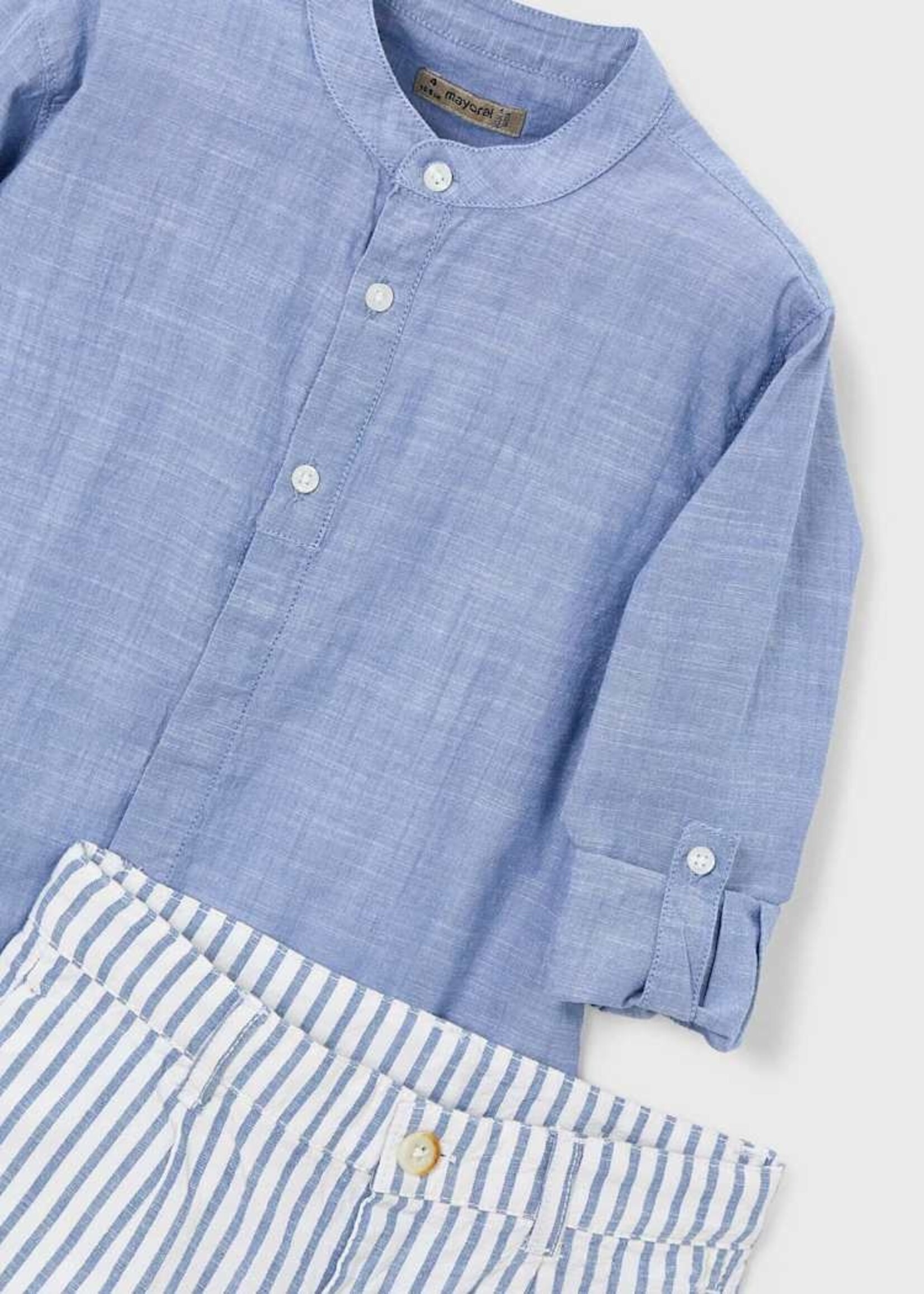 Mayoral Blue Linen Suiting Short Set
