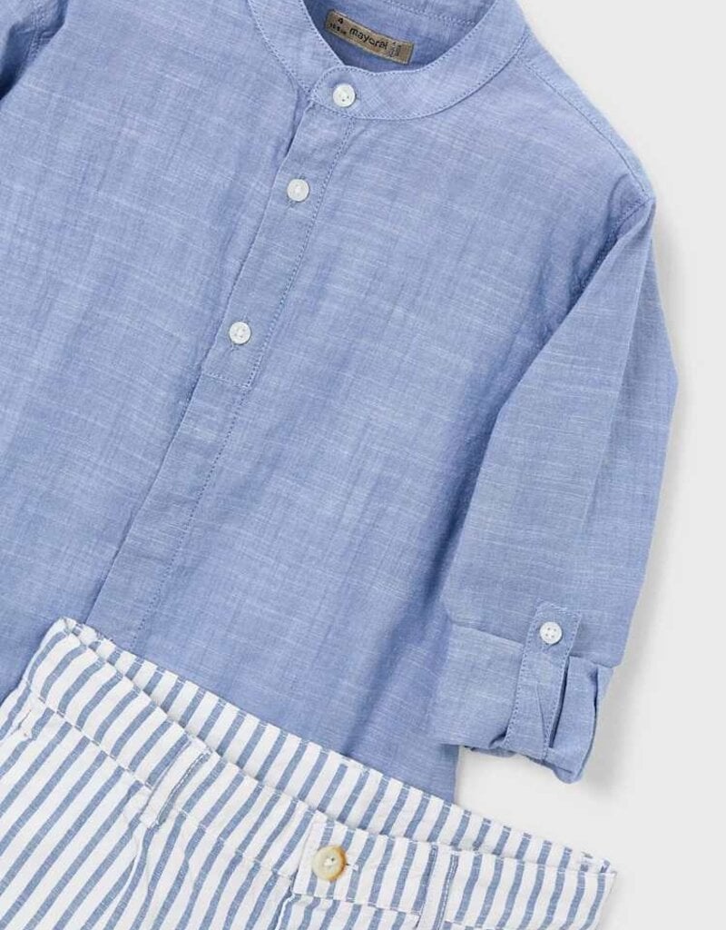 Mayoral Blue Linen Suiting Short Set