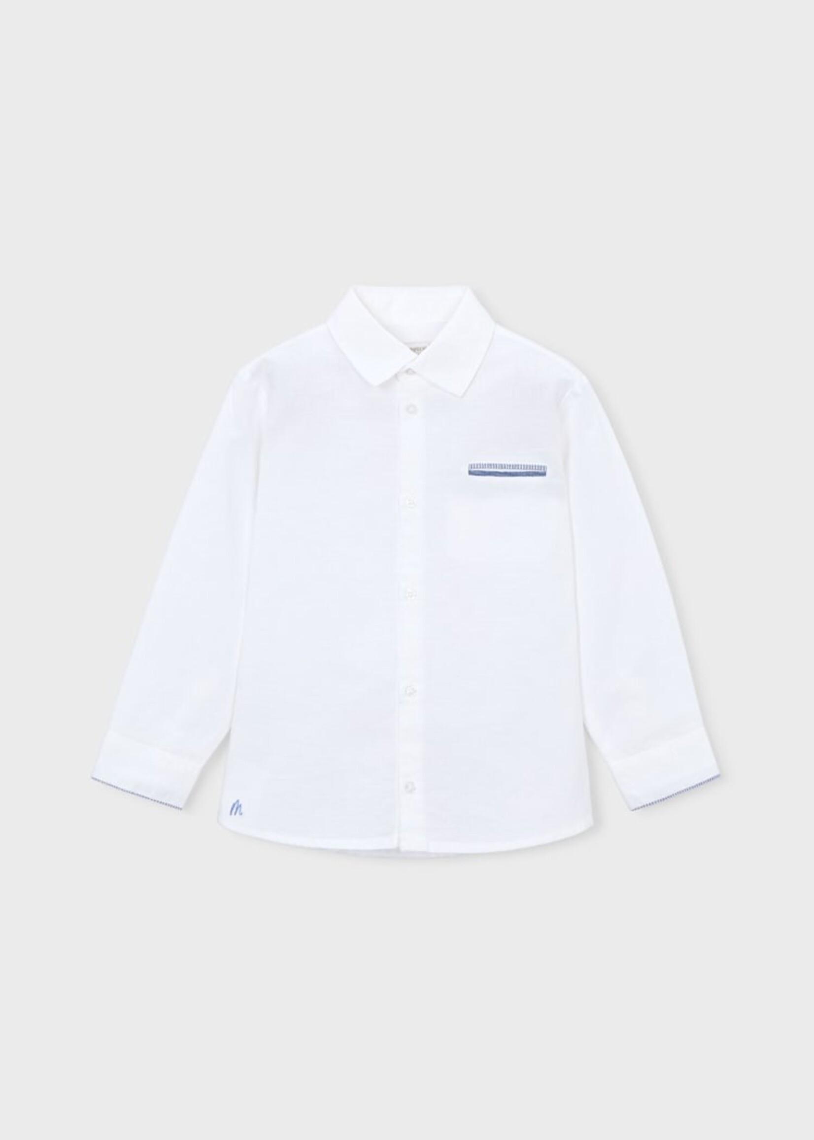 Mayoral White Linen Buttondown Shirt