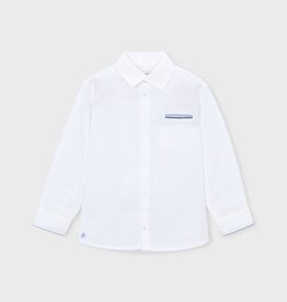 Mayoral White Linen Buttondown Shirt