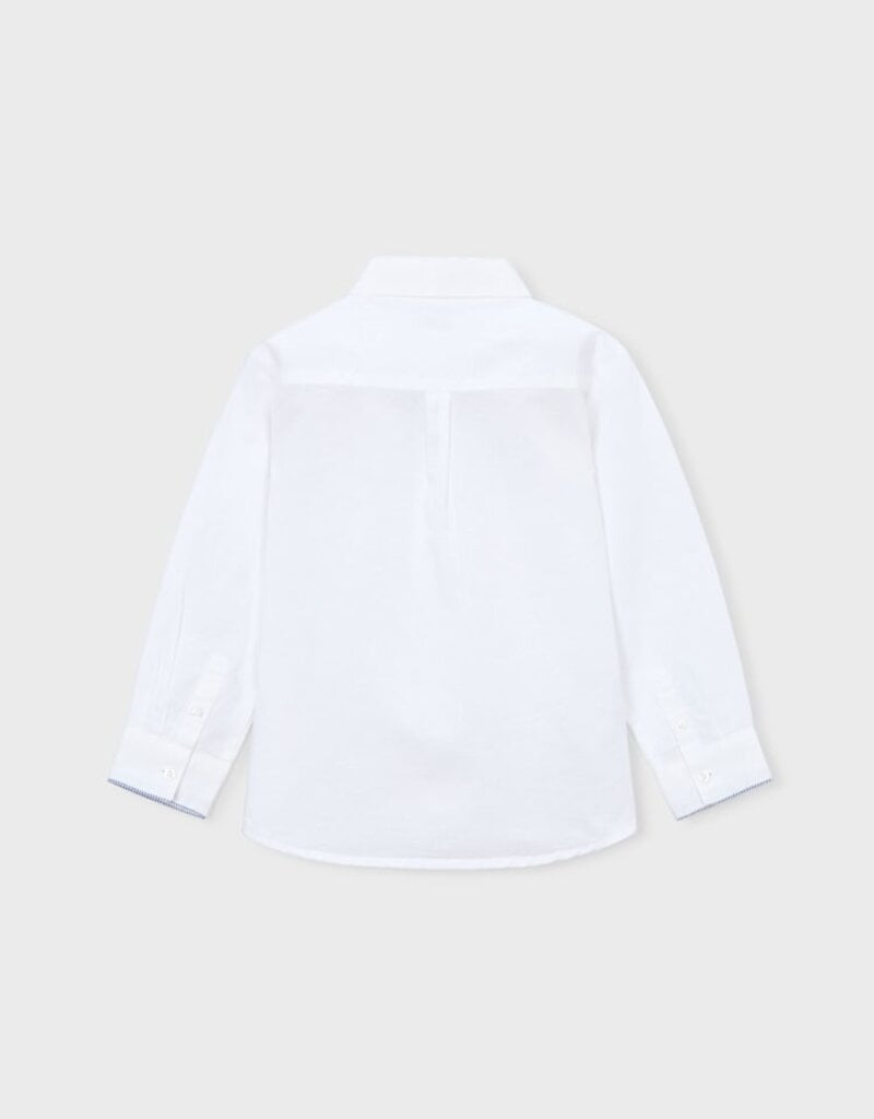 Mayoral White Linen Buttondown Shirt