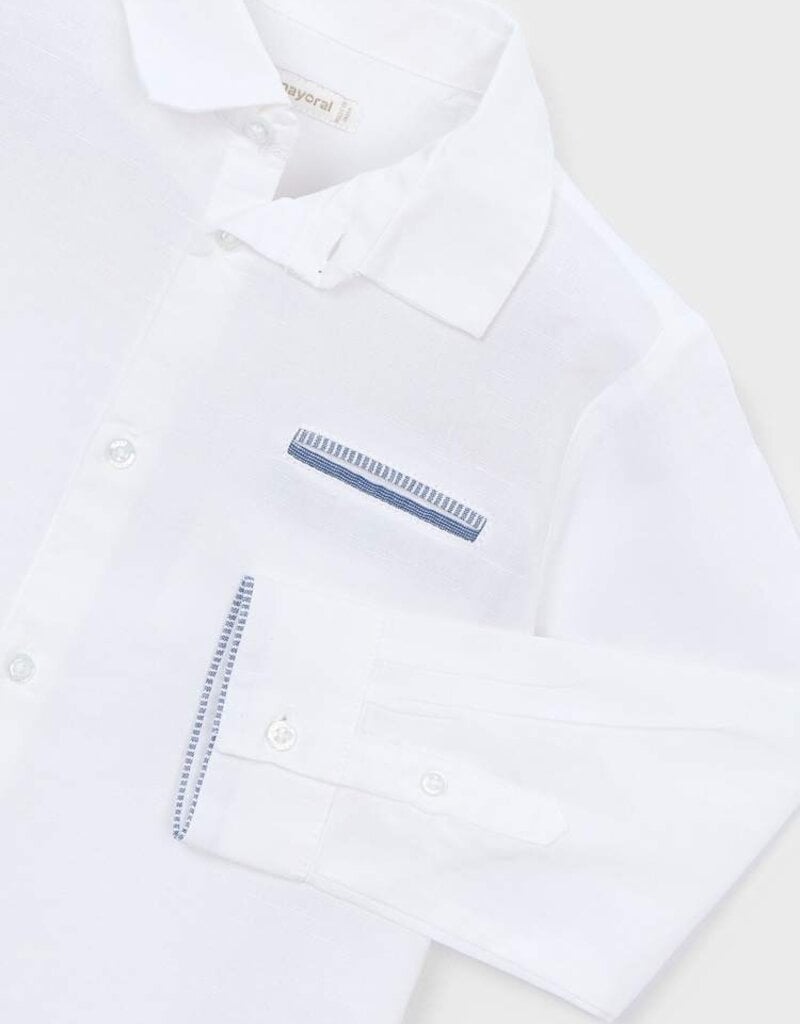 Mayoral White Linen Buttondown Shirt