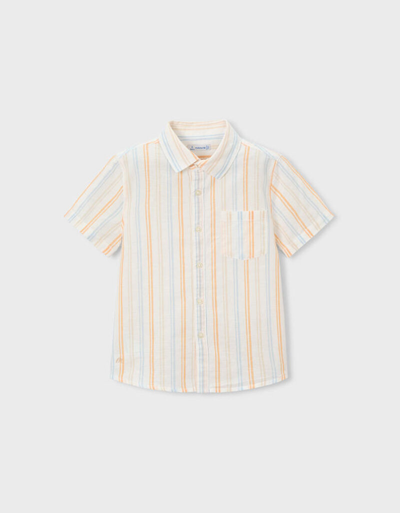 Mayoral Peach Stripe Linen S/S Shirt