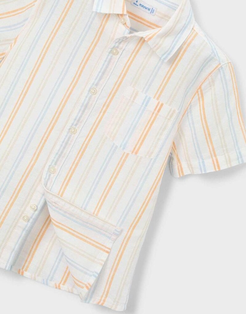 Mayoral Peach Stripe Linen S/S Shirt