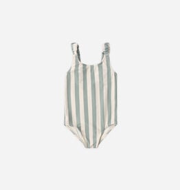 Rylee + Cru LLC SALE SCRUNCH ONE-PIECE GREEN STRIPE