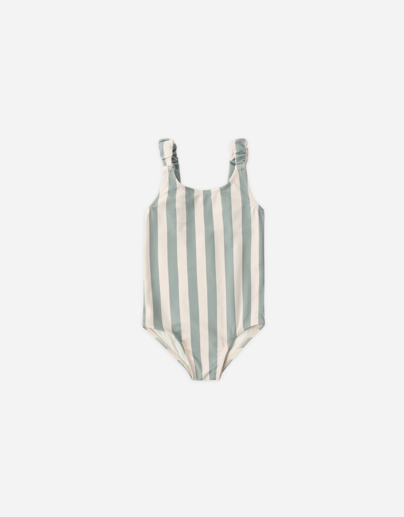 Rylee + Cru Inc. SCRUNCH ONE-PIECE GREEN STRIPE