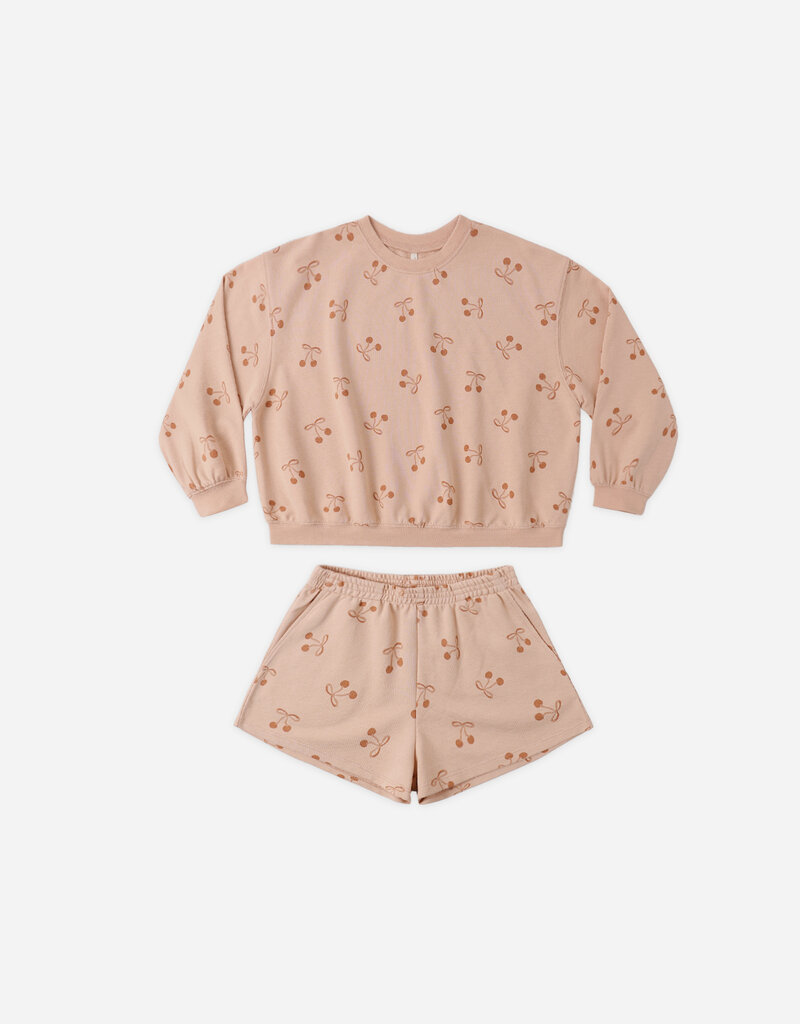 Rylee + Cru Inc. SUMMER TERRY SET CHERRY BOWS MELON
