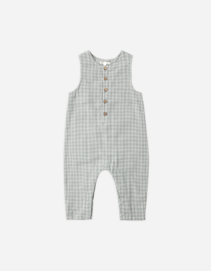 Rylee + Cru Inc. BUTTON JUMPSUIT GREEN GINGHAM