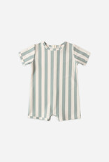Rylee + Cru Inc. SHORTY ONE-PIECE GREEN STRIPE