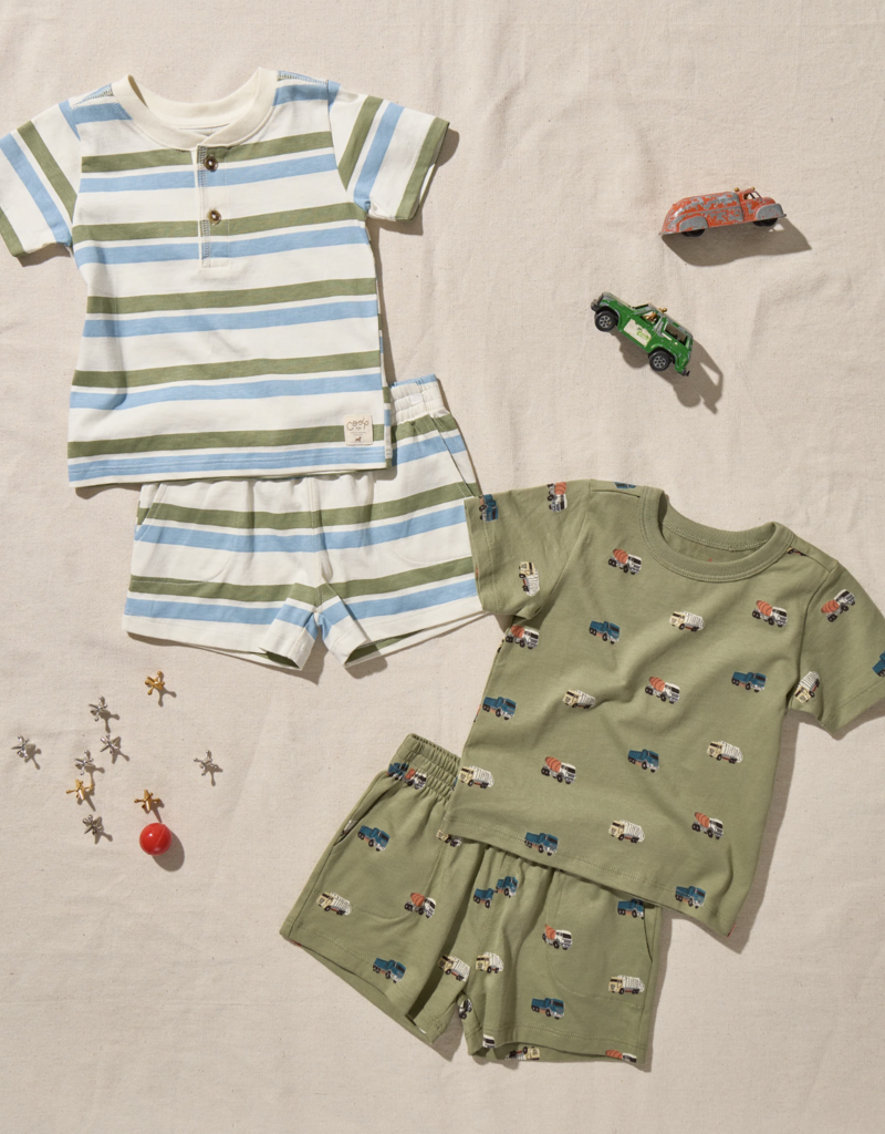 Pink Chicken Scout Henley Green Blue Stripe