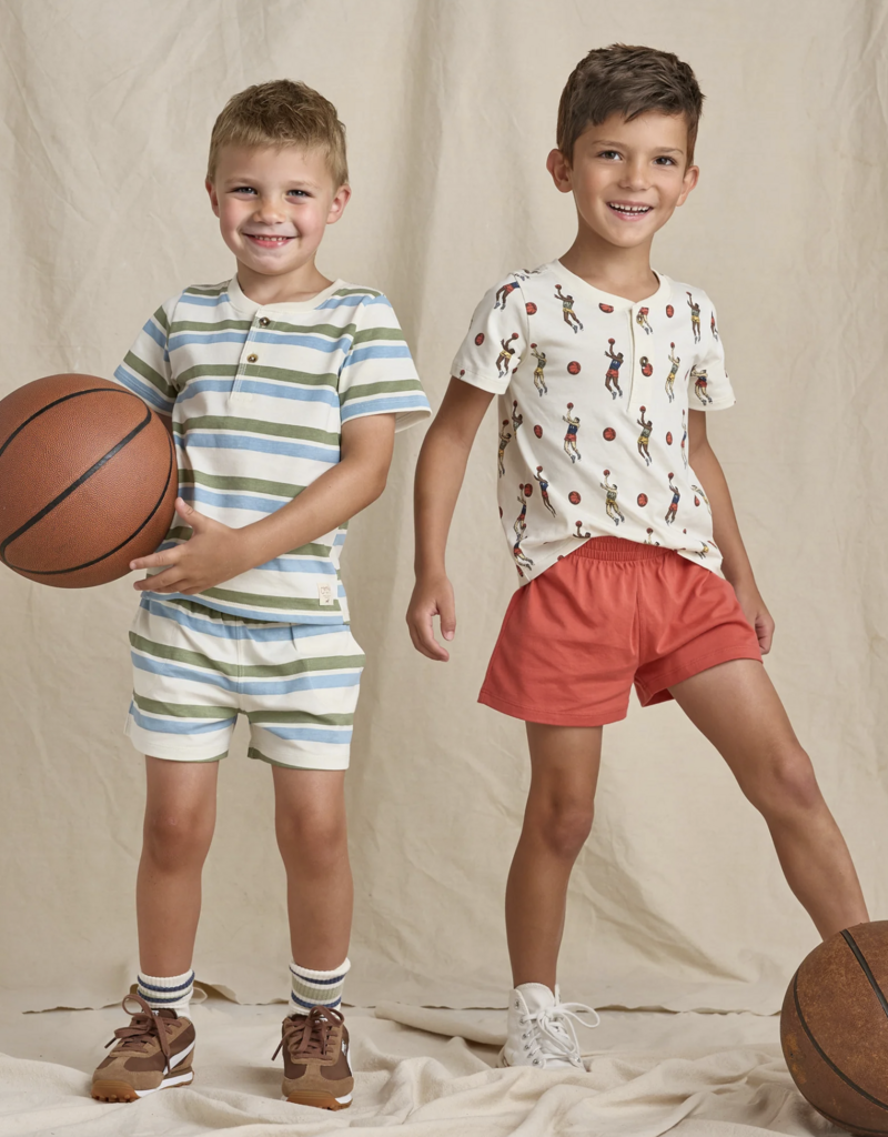 Pink Chicken Sandbox Short Green Blue Stripe