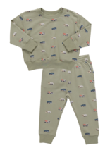 Pink Chicken Baby Jax Jogger Set Dump Trucks