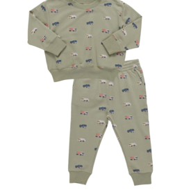 Pink Chicken Baby Jax Jogger Set Dump Trucks