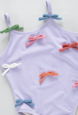Pink Chicken girls lottie suit - lavender multi bow applique