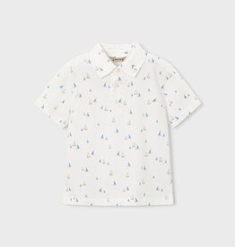 Mayoral SALE White S/S Polo w/Sailboat Print