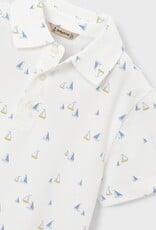 Mayoral White S/S Polo w/Sailboat Print