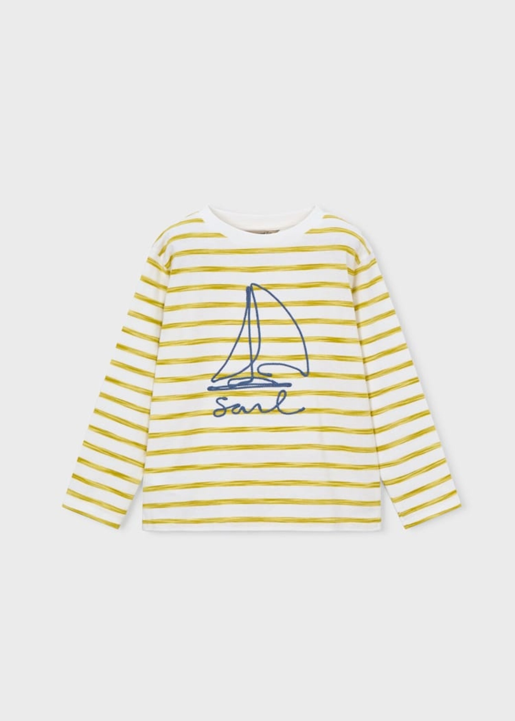 Mayoral Olive/White Stripe L/S Sail Tee
